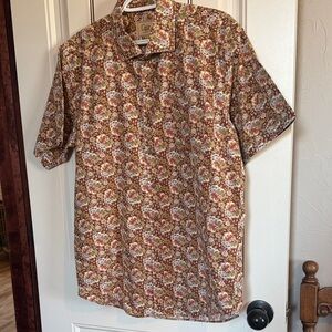 Cigar Couture 100% Cotton Brown Floral Men's Shirt in L.  Very Good Condition.
